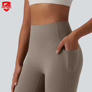 Conjunto de Yoga para Mujer, Top Corto a Cuadros y Leggings Acampanados, Cintura Media Elástica, Elástico en Cuatro Direcciones, Secado Rápido, Tela Suave y Transpirable - Product Image 4