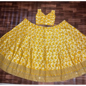 Magnifique Lehenga Choli de soirée avec broderie, taille 2XL - Product Image 3