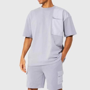 Men's Solid 100% Polyester Knitted Four-Way Stretch Quick Dry Knee Length T-Shirt Pants Set Casual <b>Summer</b> Wear Breathable <b>White</b> - Product Image 2