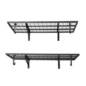 Scaffalatura a 2 livelli in acciaio resistente per garage, montaggio a parete, 2 x 4 piedi (24 x 48 pollici) per ripiano, 24 ganci, design a sospensione - Product Image 1