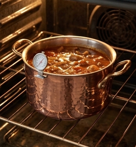 Artisanal Hammered Round <b>Copper</b> Tone Casserole with Handles Ideal for Serving and Hot Food Storage in Restaurant Hotels Wedding - Product Image 3