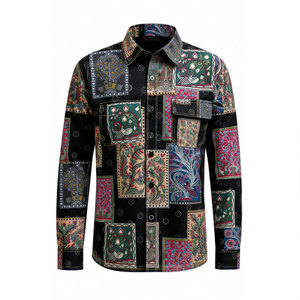 เสื้อเชิ้ตแขนยาวผ้าฝ้ายพิมพ์ลายสำหรับผู้ชาย พร้อมลายปะติด ระบายอากาศได้ดี เหมาะสำหรับทำงานและแฟชั่น - Product Image 2
