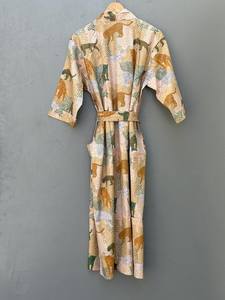 Indian Beach Cover Up Animal Print Cotton <b>Kimono</b> <b>Robe</b> Boho Summer Wear - Product Image 2