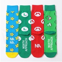 Chaussettes en coton respirantes pour adultes, motif Mario, Luigi, Yoshi et étoiles, style décontracté pour l'été.