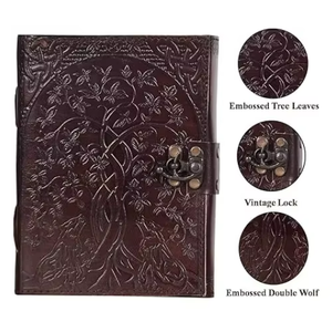 Carnet en cuir vintage fait main marron antique 7x5, 240 pages lignées thermocollées pour journalisation et croquis, usage personnel - Product Image 5