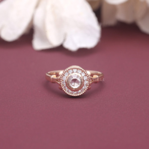 Bague halo en diamant cultivé certifié IGI, argent sterling 925 massif, taille brillant rond, bague de fiançailles vintage pour femme - Product Image 1