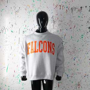 Sudadera FALCONS ASH GREY con cuello alto, 100% ORANGE, con apliques bordados, cuello ancho, hilos finos - Product Image 4