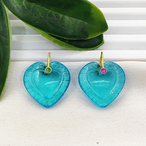 Apatite Quartz Heart Carving Pendant 20mm Heart Shape Handmade Carved Charms Gold Plated Pendants For Jewelry Making Suppliers - Product Image 1
