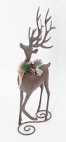 Statue de cerf en fer extérieure populaire finition brillante classique sculpture de cerf en fonte animée ornement de jardin pour la décoration de noël