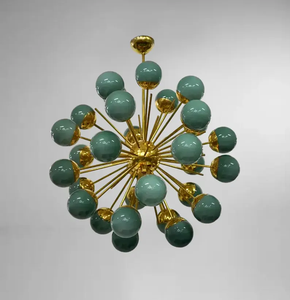 Lustre Sputnik en fer et verre doré, luminaire de plafond rétro poli, élégant et moderne, LED à intensité variable pour la maison et le bureau - Product Image 3