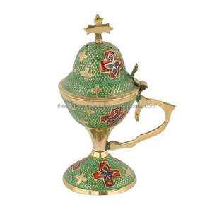 Brûleur d'encens en laiton de qualité supérieure peint à la main décoration religieuse utilitaires métal très étonnant porte-parfum pour la décoration intérieure - Product Image 3