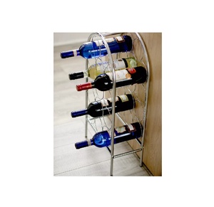 ชั้นวางไวน์แบบตั้งพื้นทำจากโลหะ14ขวดโครเมี่ยมงานแฮนด์เมด - Product Image 3