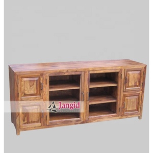 Modular Sheesham Wood <b>Tv</b> <b>Stand</b> <b>Tv</b> Unit Cabinet with 2 Glass Door and 4 Single Door Handcrafted For Home Hotel Farmhouse - Product Image 5