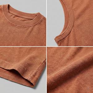 Camiseta sin mangas para hombre, personalizada al por mayor, teñida con pigmentos, estilo vintage desgastado, color naranja, para gimnasio, entrenamiento, estilo urbano, 100% algodón - Product Image 6