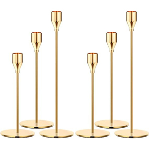 Ensemble de 6 bougeoirs en laiton pour décorations de table de mariage ou de maison, bougeoirs en laiton faits à la main - Product Image 1