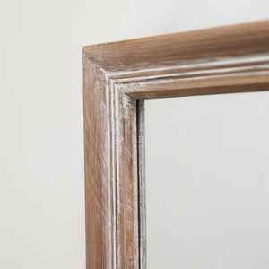 Grand miroir rectangulaire en teck de style fenêtre avec cadre à grille pour décoration intérieure rustique, moderne ou de ferme - Product Image 6