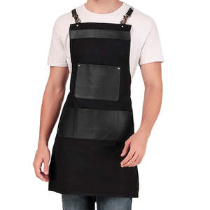 Tablier de cuisine vintage en toile véritable multi-poches pour femme, en cuir véritable de qualité supérieure, réglable - Product Image 1