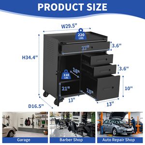 34.3" Mobile <b>Tool</b> Storage Cabinet with Lockable Drawers <b>Rolling</b> Steel Chest for Garage Workshop - Product Image 2