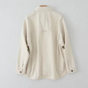 Camisa vaquera casual de mujer para otoño/invierno con pedrería, cuello vuelto, manga larga y corte cropped - Product Image 2