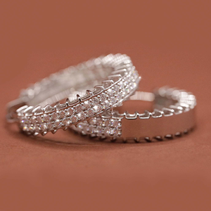 Elegant Diamond <b>Hoop</b> Earrings 925 <b>Sterling</b> <b>Silver</b> Round Moissanite Statement Earrings for Women - Product Image 1