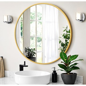 Espejo Redondo de Pared Minimalista Hecho a Mano con Tiras de Bambú 18x14 Ecológico Venta al por Mayor |   Aqudus Saleem - Product Image 1