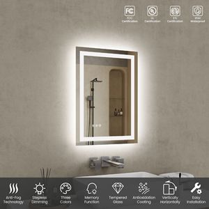 20"x28" LED Bathroom Vanity <b>Mirror</b> Front-Lit Back-Lit 3 Color Tempered Glass Adjustable Brightness Memory Anti-Fog for <b>Makeup</b> - Product Image 5
