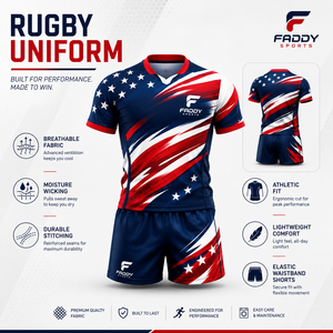 Ensemble d'uniformes de rugby sublimés personnalisés, maillot et short de rugby respirants à séchage rapide, vêtements d'entraînement haute performance, vêtements d'équipe - Product Image 5