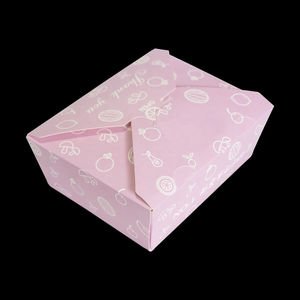 Pink Rectangle Paperboard Self Erecting <b>Boxes</b> with Fruit Pattern for Food Packaging Disposable Takeaway Containers - Product Image 5