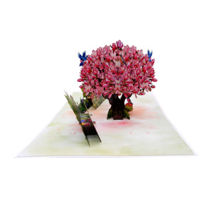 Carte de vœux pop-up 3D Saint-Valentin avec arbres de magnolia romantiques, gaufrage et impression dorée - Product Image 6