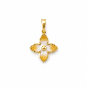 Ensemble de boucles d'oreilles pendantes florales en or jaune 18 carats avec sertissage clos, finition émail, polissage brillant, pour femme, idéal pour les fêtes, mariages, cadeau, bijoux fins - Product Image 3