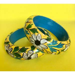 Colorful Ethnic Handcrafted <b>Wooden</b> <b>Bangles</b> for Women Traditional Bamboo and Wood Crafts Jewelry - Product Image 2