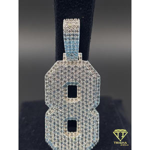 Moissanite Diamond <b>Iced</b> Out 8 Pendant Hip Hop Necklace Luxury Bling <b>Chain</b> Custom Number Jewelry Gift For Men - Product Image 5