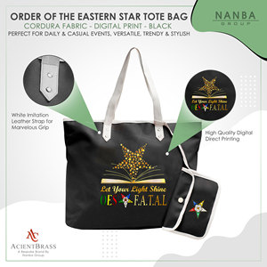 Sac fourre-tout noir avec étoile dorée, la phrase Let Your Light Shine OES F.A.T.A.L |   Sac fourre-tout noir imperméable personnalisé Eastern Star - Product Image 4