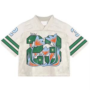 เสื้อฟุตบอลอเมริกันแบบใหม่ พิมพ์ลายด้วยความร้อน โพลีเอสเตอร์ 100% ปรับแต่งได้เต็มที่ ปักลายตาข่าย แขนสั้น ด้านหน้า - Product Image 1