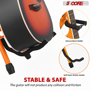 5Core Metal <b>Guitar</b> Stool 3.15" Padded <b>Chair</b> Foldable Heavy Duty Music Seat Built-in Foot Rest Stand - Product Image 4
