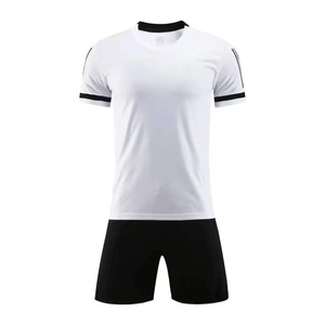 Ensemble de maillot de football blanc et bleu pour homme, manches courtes, col rond, uniforme de football pour homme, prix bas, coupe régulière pour jeunes - Product Image 4