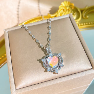 Collar con Forma de Corazón para Mujer en Acero Inoxidable 304 con Recubrimiento de Plata Blanca de 0.03µm y Circonitas Incrustadas en Cadena de Cable - Product Image 4