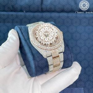 Montre de luxe Charm Jewels en acier inoxydable, boîtier 40 mm, verre saphir, lunette sertie de diamants, mouvement mécanique, pour homme, étanche 10 bars - Product Image 3
