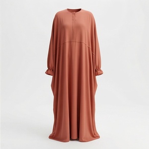 Robe Abaya Longue à Manches Longues et Col en V Perlé pour Femmes Musulmanes, Respirante, Séchage Rapide, Légère, en Polyester, Modeste, Vente en Gros - Product Image 1
