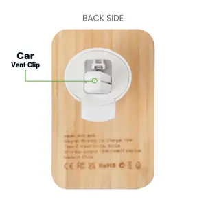 Cargador Inalámbrico Rápido para Auto de Bambú de 15W con USB Tipo C, Voltaje de 12-24V - Product Image 6
