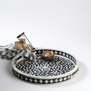 Nueva Bandeja Cuadrada Artesanal con Incrustaciones de Hueso de Camello y Madreperla, con Diseño Floral, para Servir o Decorar Mesas de Centro - Product Image 6
