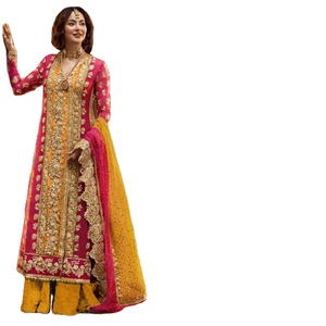 Salwar de style indien pakistanais en soie/georgette lourde avec broderie, idéal pour les occasions de fête, taille personnalisée - Product Image 1