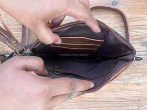 กระเป๋าหนังชาวแอซเท็กแบบตะวันตกสไตล์วินเทจสีน้ำตาลกระเป๋าคล้องมือกระเป๋าคลัทช์สายหนัง - Product Image 6