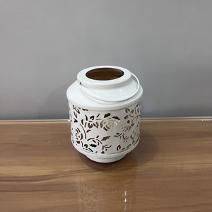Decorative Metal <b>Lantern</b> <b>Candle</b> Holder White Floral Cutwork Hanging <b>Lantern</b> Home Decor - Product Image 3