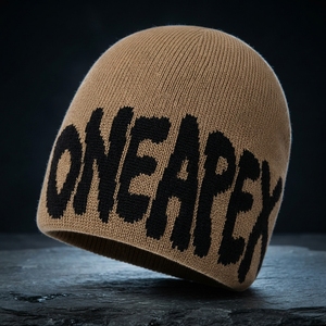 Tan Brown Black Knit Beanie Hat Graphic <b>Winter</b> <b>Cap</b> Unisex Streetwear Fashion Headwear Custom Wholesale OEM Factory Make - Product Image 1