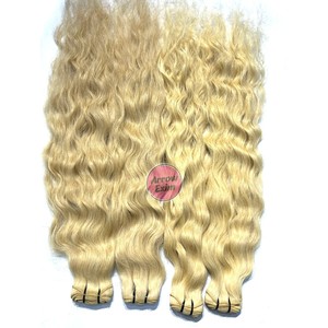 613 Bundles de Cheveux Humains Indiens Bouclés Remy Blond Platine 100 Grammes - Product Image 1