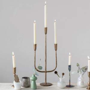 Support de bougie en laiton pour décoration intérieure, bougeoir en métal pour table de mariage, bougeoir rustique en laiton, bougeoir en laiton poli - Product Image 1