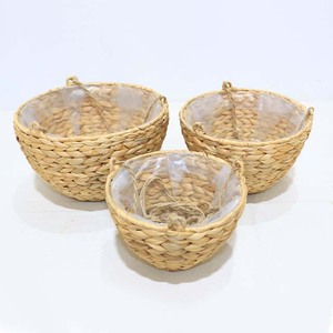 Hot Sales Tapered Water Hyacinth Metal Hanging <b>Plant</b> <b>Basket</b> with Waterproof Liner - Product Image 4