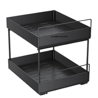 Wunderbares Design Eisenmetall 2-stöckiges Schwarz Lackiertes Aufbewahrungsregal & Glasgewürzregal - Meistgefragtes Produkt