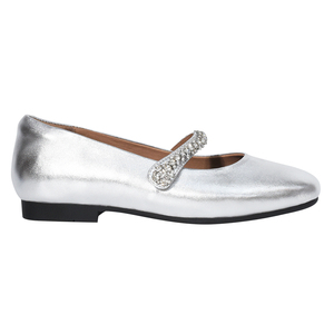 Ann'S Women's Beige Genuine Leather Mary Jane Ballet Flats Pearl Strap <b>Shoes</b> - Product Image 2